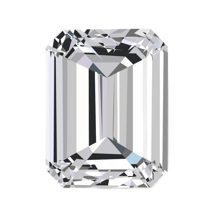 Emerald-cut diamond with elongated rectangular facets