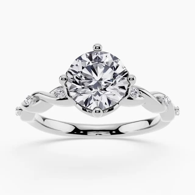 Twisted-band engagement ring with a single brilliant diamond