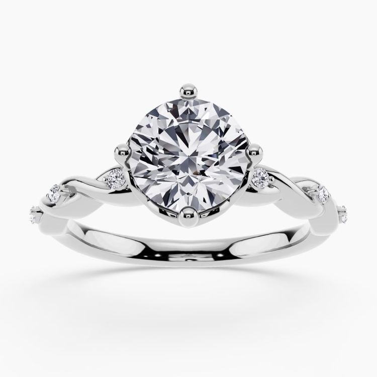 Twisted-band engagement ring with a single brilliant diamond